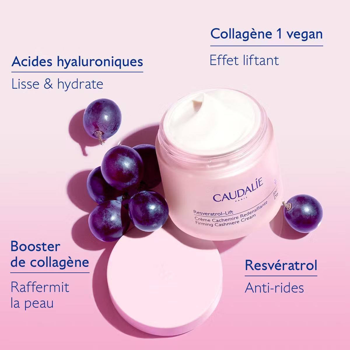 CAUDALIE Resveratrol-Lift Crème Cachemire Redensifiante au Resvératrol, alternative au Rétinol50 Ml