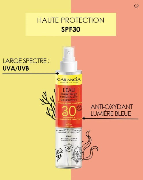 GARANCIA [ L'EAU Solaire Rouge Métamorphosante SUN PROTECT ] SPF30- Eau métamorphosante SPF30 - actif accélérateur de bronzage 150 ML