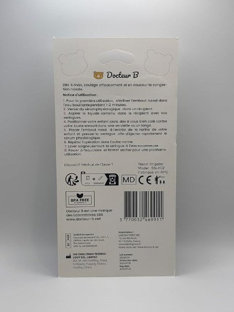 DOCTEUR B SERINGUES NASALES TETE  D'OURS DR X2