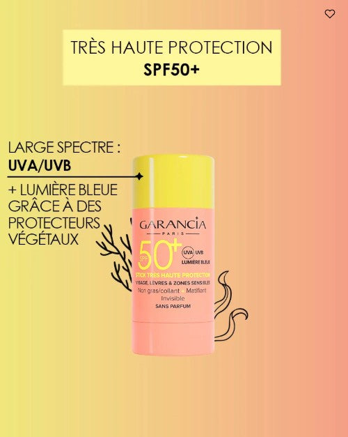 GARANCIA [ STICK SOLAIRE INVISIBLE  SPF50+- Stick très haute protection solaire Stick très haute protection solaire 15G