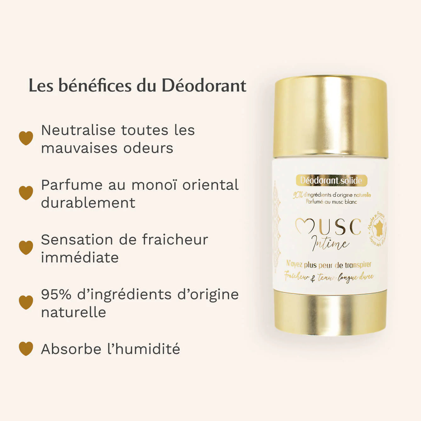 MUSC INTIME Déodorant Naturel au Monoï - La Rayonnante 50 g