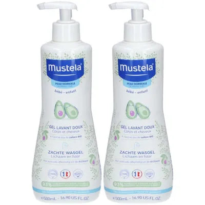 OFFRE Mustela® Bébé Enfant Gel Lavant Doux à l'Avocat BIO Peau Normale X2 500ml - promo