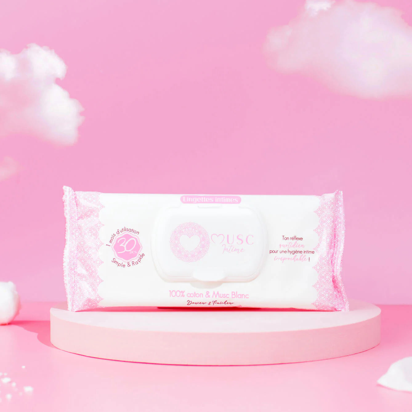 MUSC INTIME-Musc Blanc- 30 lingettes