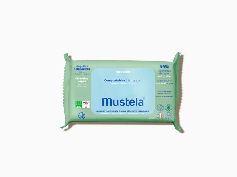 MUSTELA Lingettes nettoyantes compostables X60