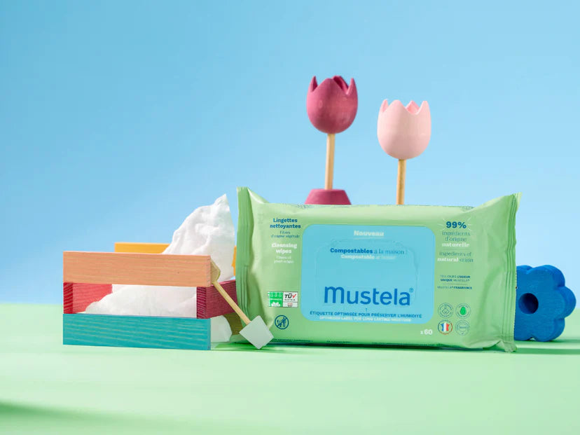 MUSTELA Lingettes nettoyantes compostables X60