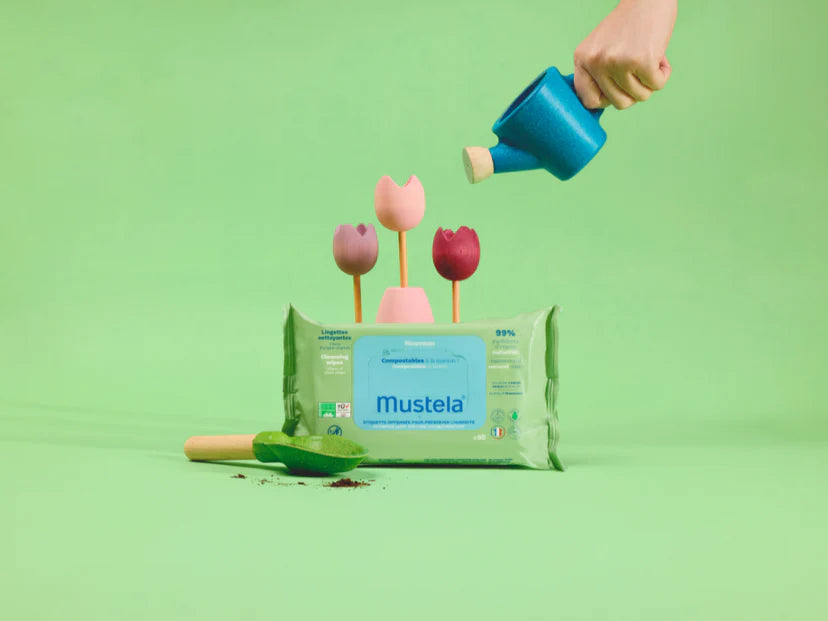 MUSTELA Lingettes nettoyantes compostables X60