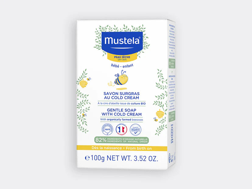 MUSTELA Savon surgras au Cold Cream à la cire d'abeille BIO Peau sèche 100 g
