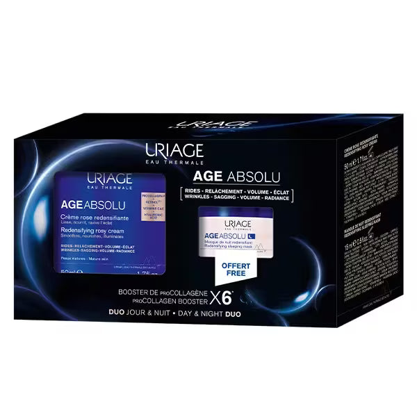 URIAGE Coffret Age Absolu Crème Rose Redensifiante 50ml + Masque Nuit 15ml offert - promo