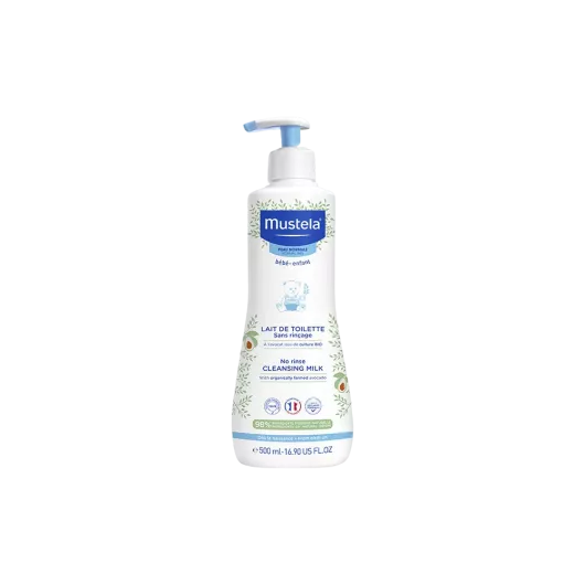 Mustela Lait De Toilette Sans Rinçage À L'Avocat Bio Visage Et Siège Peau Normale 500ml